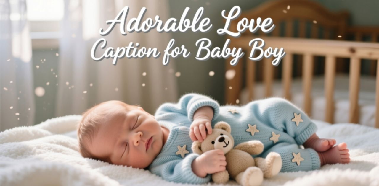 Cute baby boy smiling, perfect for sharing an adorable love caption on social media.