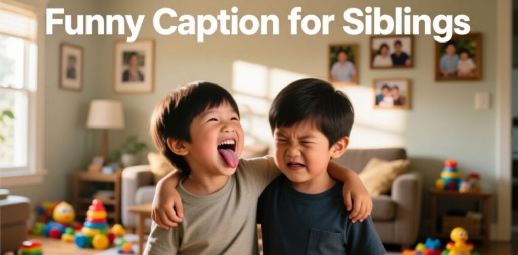 Funny caption ideas for siblings to highlight playful and humorous brother–sister moments.