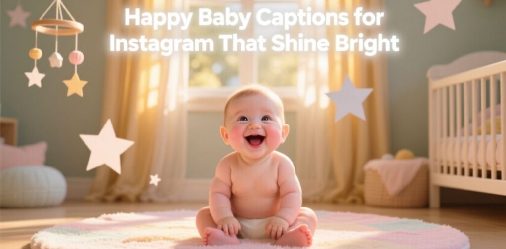 Cheerful baby boy smiling brightly, capturing joyful moments for Instagram captions that shine.