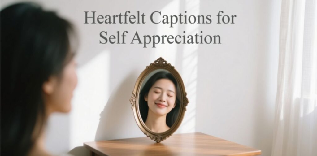 A collection of heartfelt captions for self-appreciation, celebrating confidence, self-love, and personal growth on Instagram.