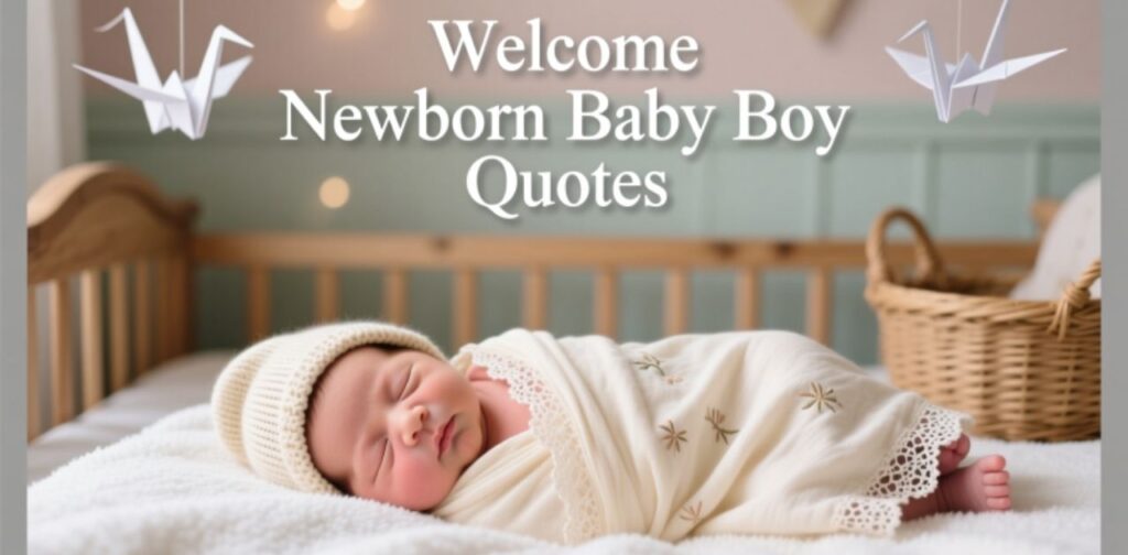 Newborn baby boy peacefully sleeping, perfect for sharing heartfelt welcome quotes on Instagram.
