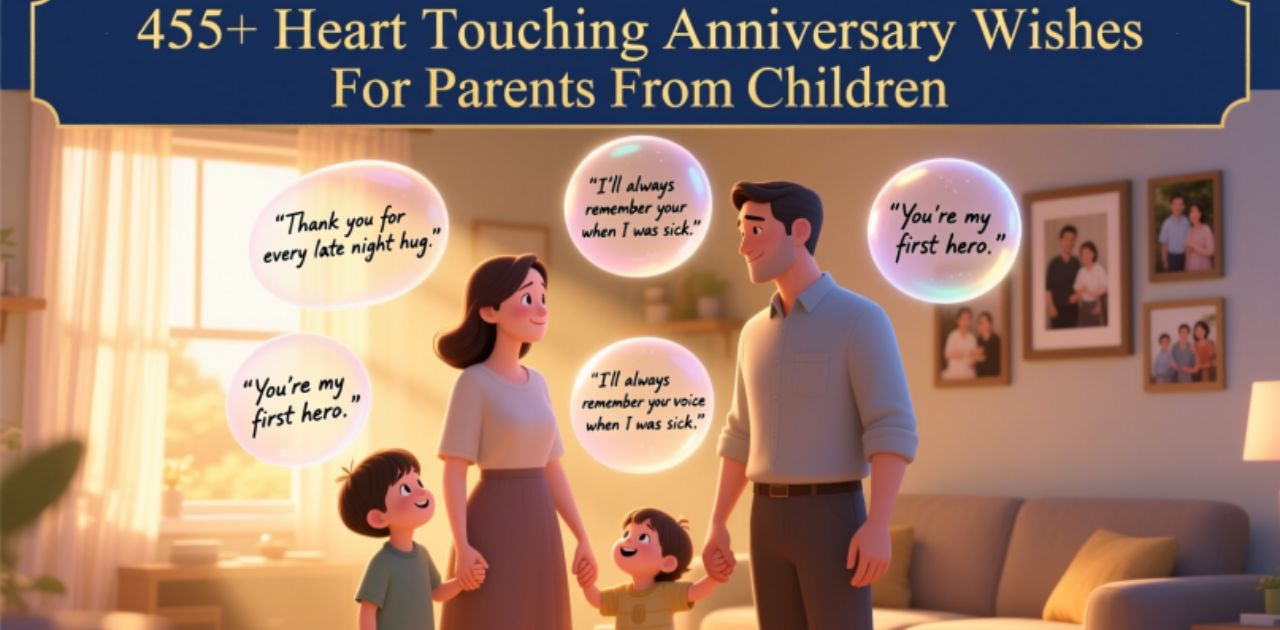 150+ heart touching anniversary wishes for parents from children, expressing love, gratitude, and lifelong inspiration.