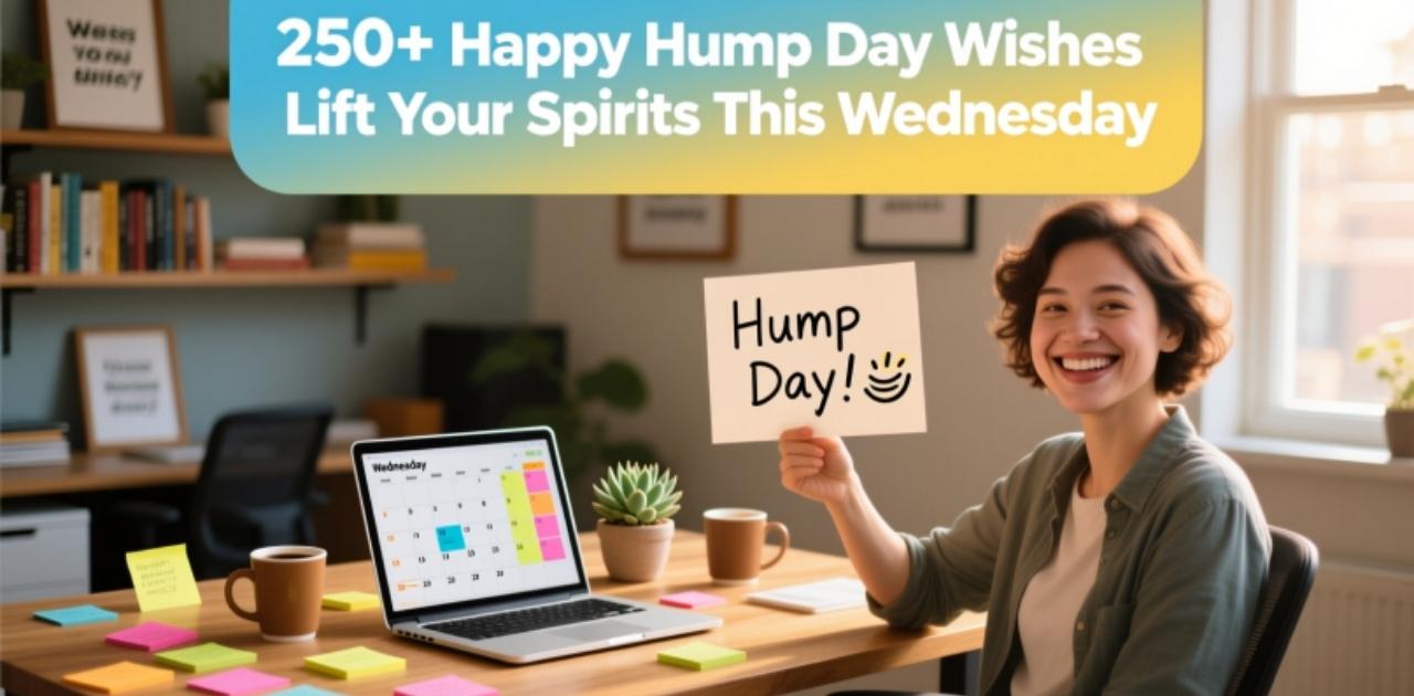 Collection of 250+ cheerful Hump Day wishes and quotes to boost your mood and motivation on Wednesday.