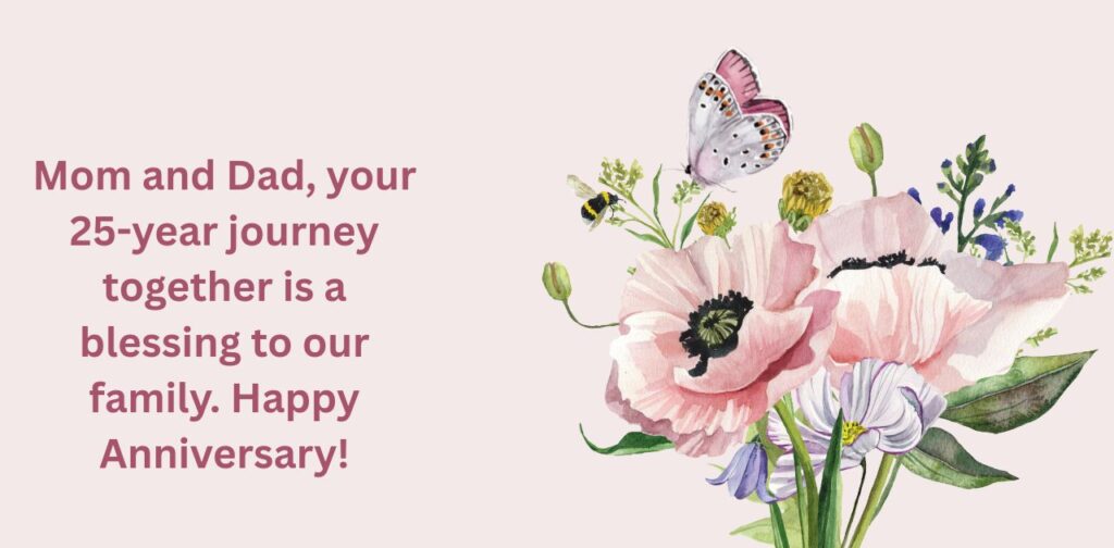 25th anniversary wishes for parents celebrating 25 years of love and togetherness.