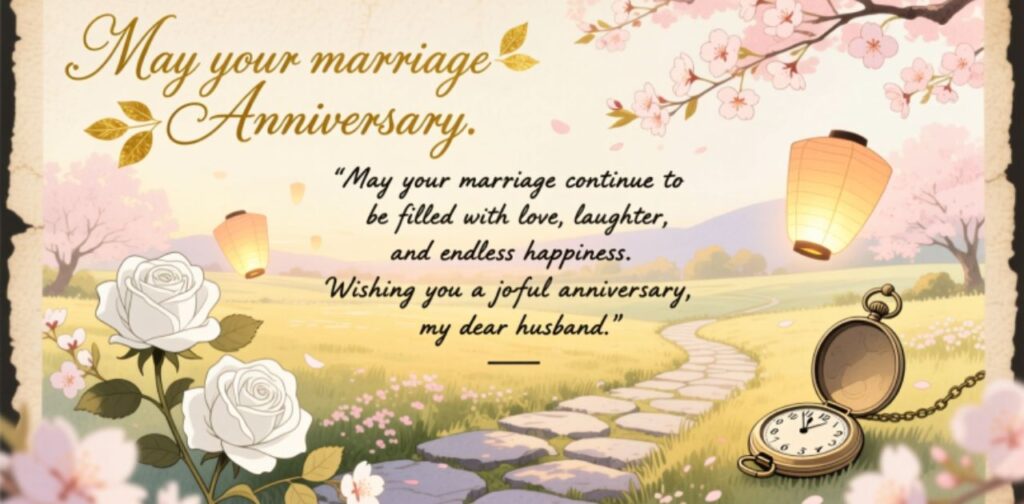 Anniversary blessings for husband, wishing love, joy, and happiness in your marriage