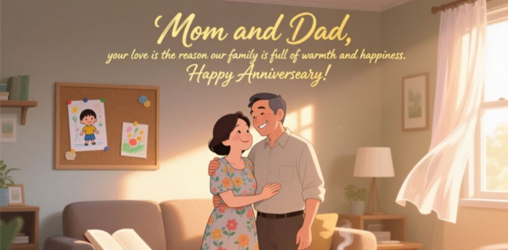Anniversary wishes for parents from children expressing love, gratitude, and heartfelt emotions.
