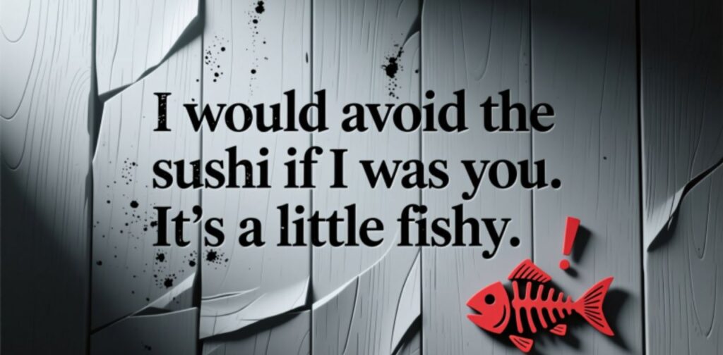 Corny dad joke about sushi being a little fishy.