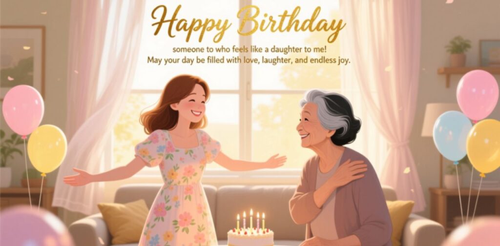 Heartwarming birthday wishes for someone like a daughter to celebrate her special day with love, joy, and blessings.
