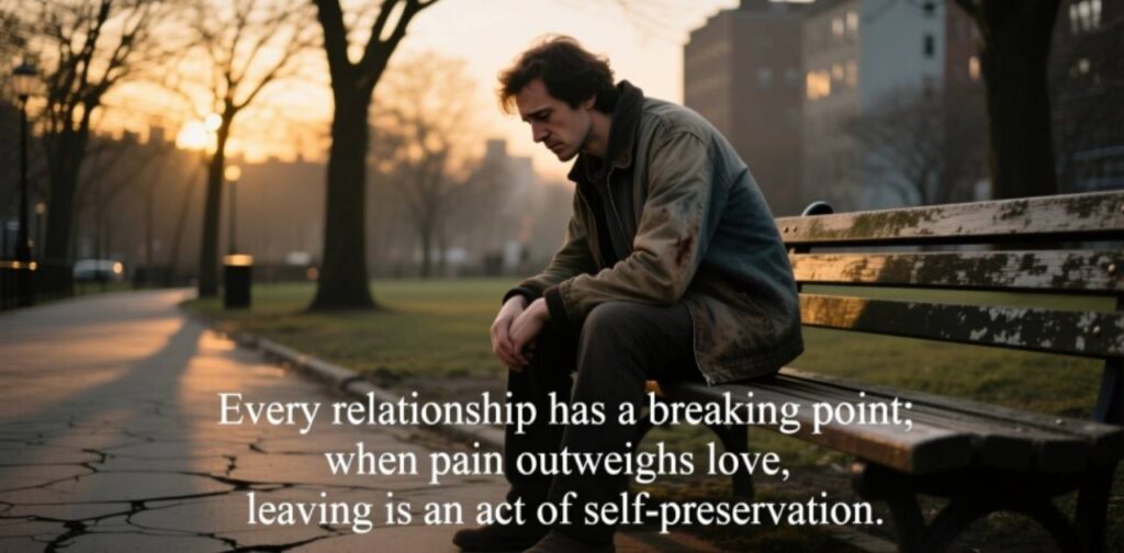 Breaking Point Relationship Quotes about leaving toxic love, reclaiming self-worth, setting boundaries, and choosing peace over emotional pain.