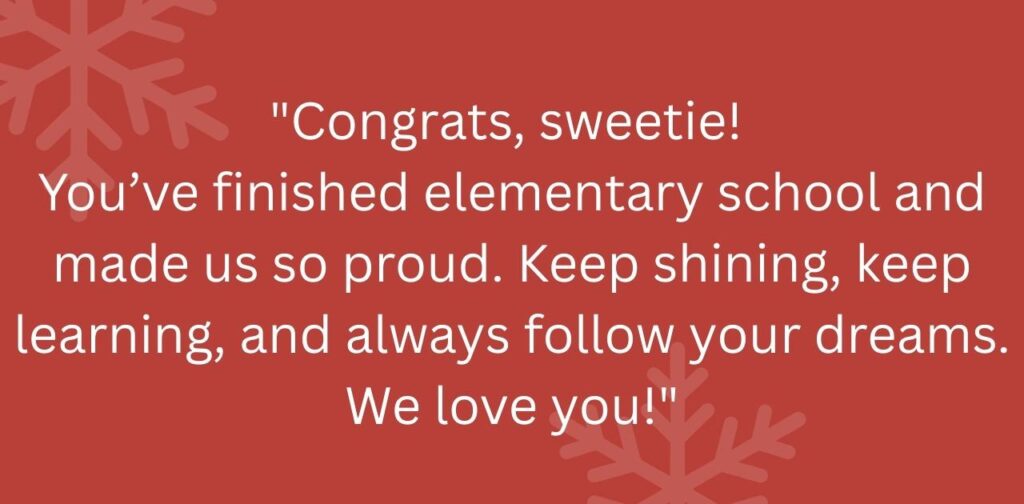 Parents celebrating their young daughter's elementary school graduation with joy and pride.