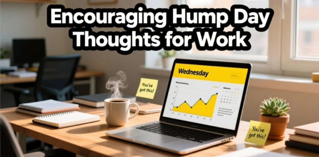 Motivational and encouraging Hump Day thoughts to boost productivity and positivity at work on Wednesday.