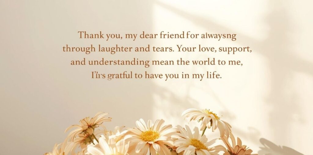 Heartfelt thank you message to express love and gratitude to a best friend.