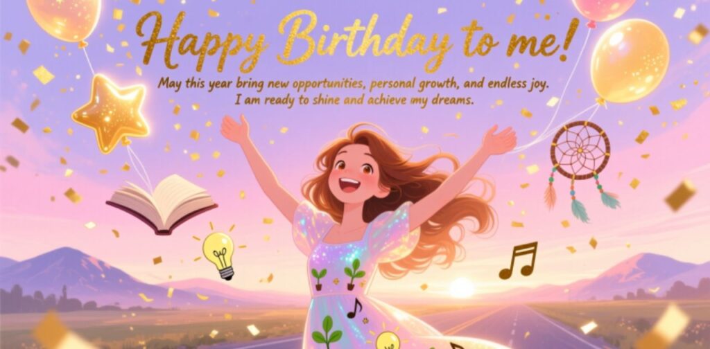 Inspirational birthday message to myself to celebrate growth, happiness, and success.