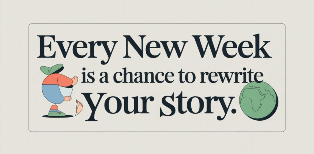 Inspiring new week quote with positive motivation and fresh start vibes