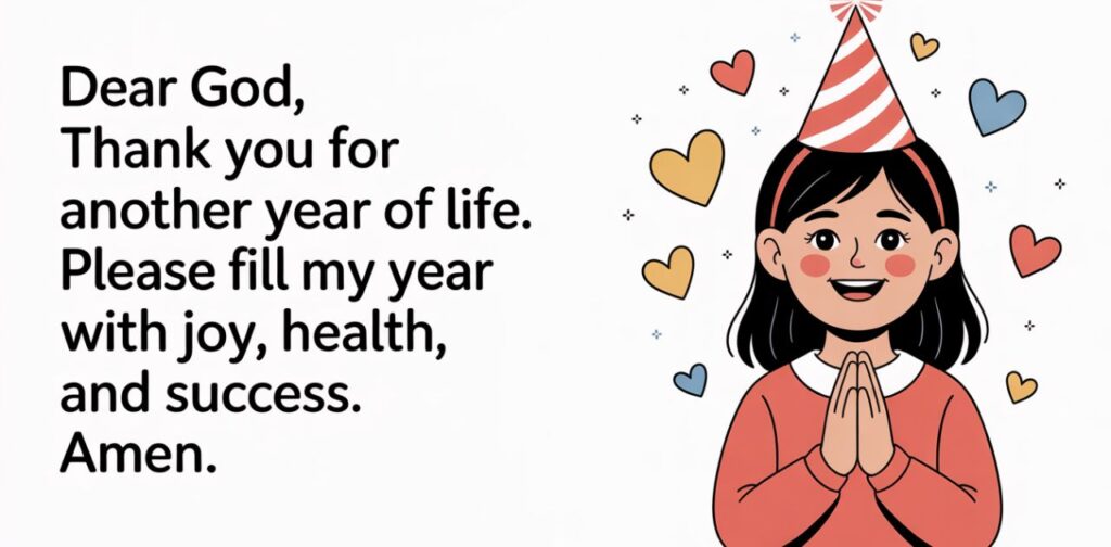 Birthday prayers for myself asking for happiness, success, and blessings.
