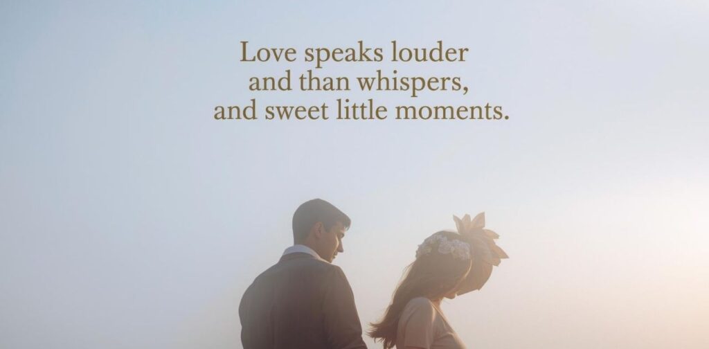 A couple sharing a tender moment, capturing love and romance in just a few simple words.