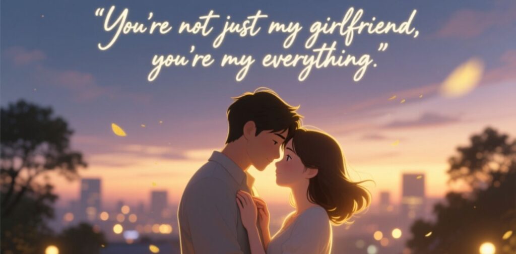 Romantic and cute things to say to your girlfriend to make her smile and feel loved.