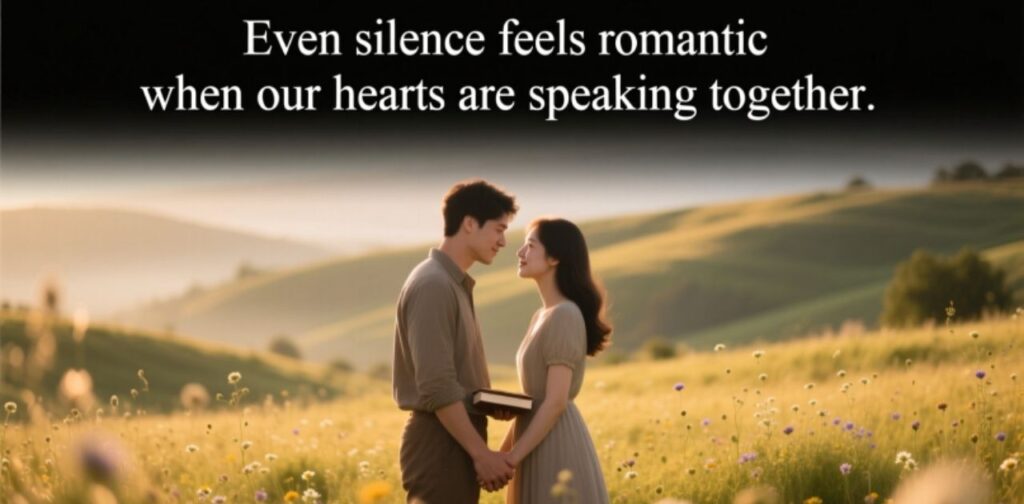 Couple sharing romantic moments together, holding hands, smiling, and enjoying love with heartfelt quotes and sweet expressions.