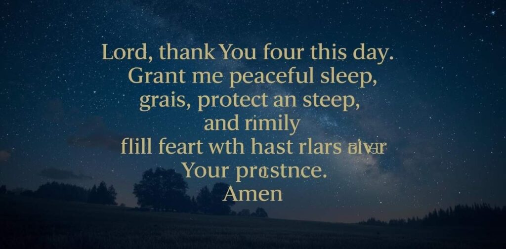Short Night Prayer Before Sleep to seek peace, protection, and divine guidance for restful sleep and a blessed night.