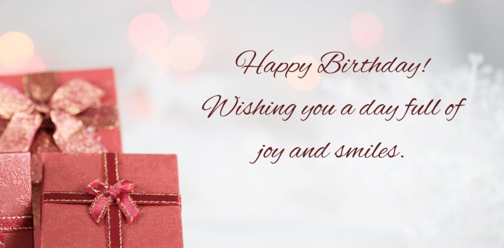Simple birthday wishes for happiness, love, and joy.