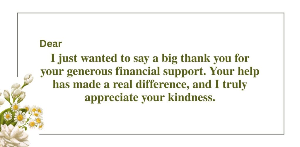 Person writing a heartfelt thank-you letter to express gratitude for financial support received.