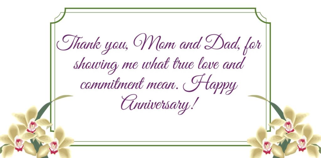 Thank you Mom and Dad anniversary messages expressing gratitude and love.