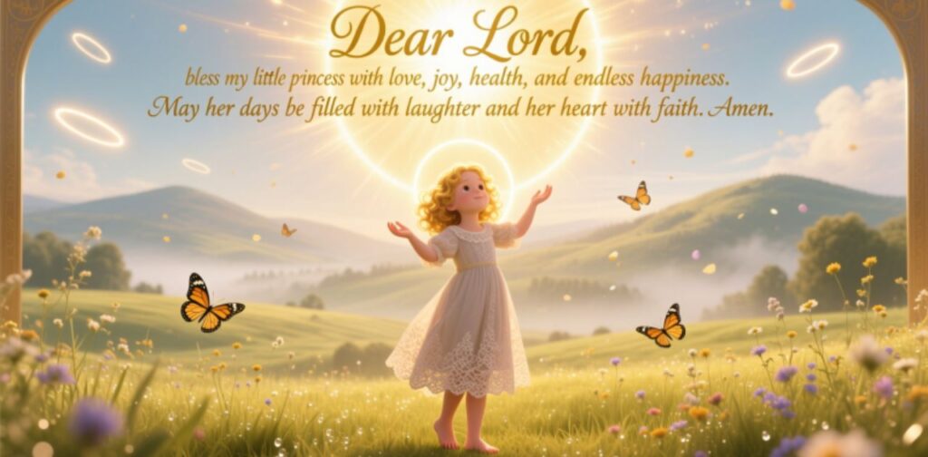 Touching birthday prayer for my little princess, wishing her love, joy, blessings, and happiness on her special day.
