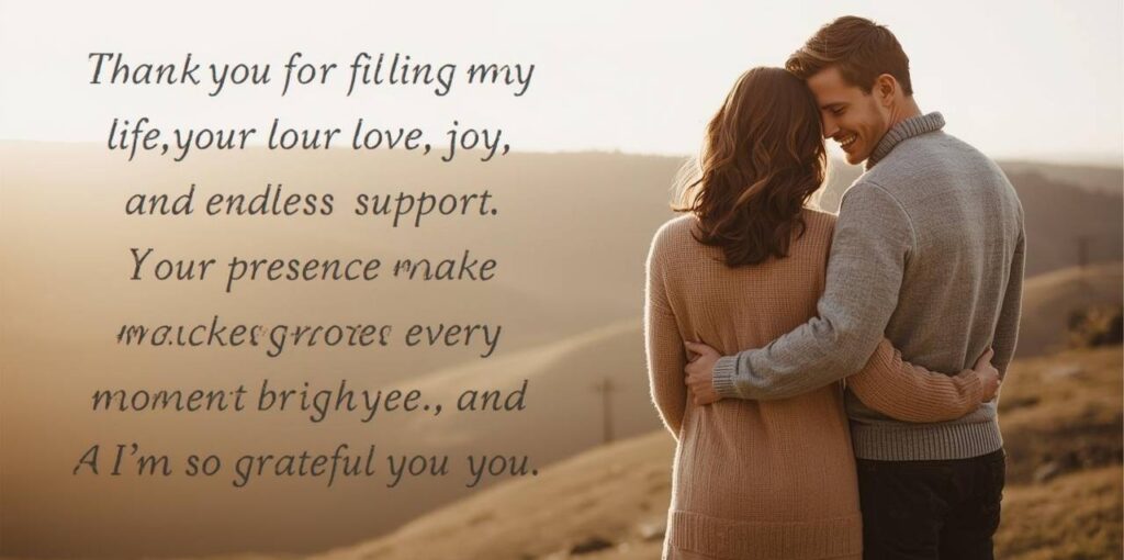 Heartfelt thank you quotes to express love and gratitude to a romantic partner.