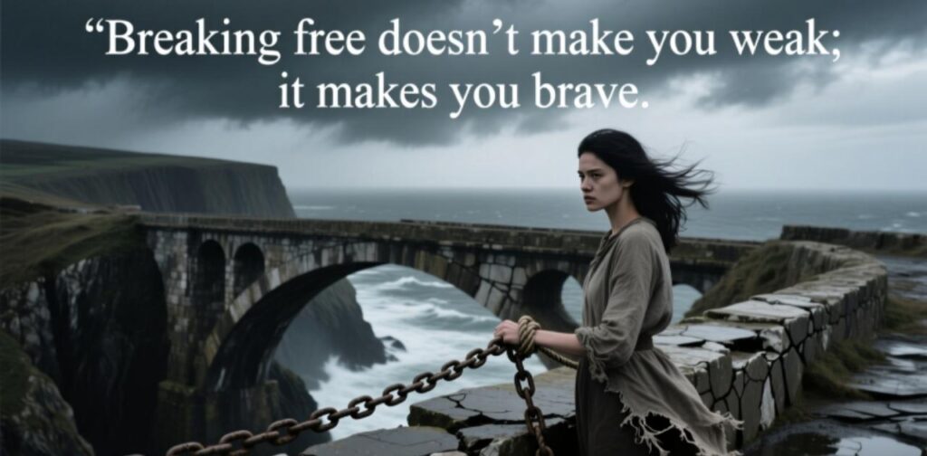 Person breaking free from toxic relationship, symbolizing emotional healing, self-love, and personal growth