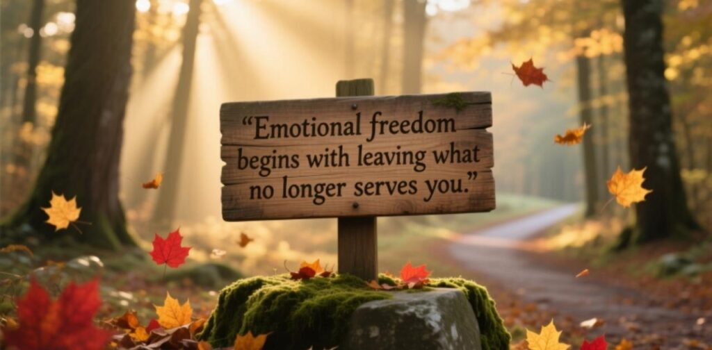 Illustration showing a person moving forward from a toxic relationship, symbolizing emotional healing, self-love, and reclaiming peace.