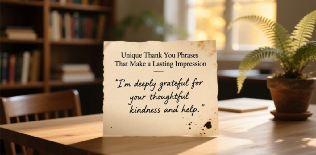 Heartfelt and unique thank you phrases designed to leave a lasting impression, expressing sincere gratitude and appreciation.