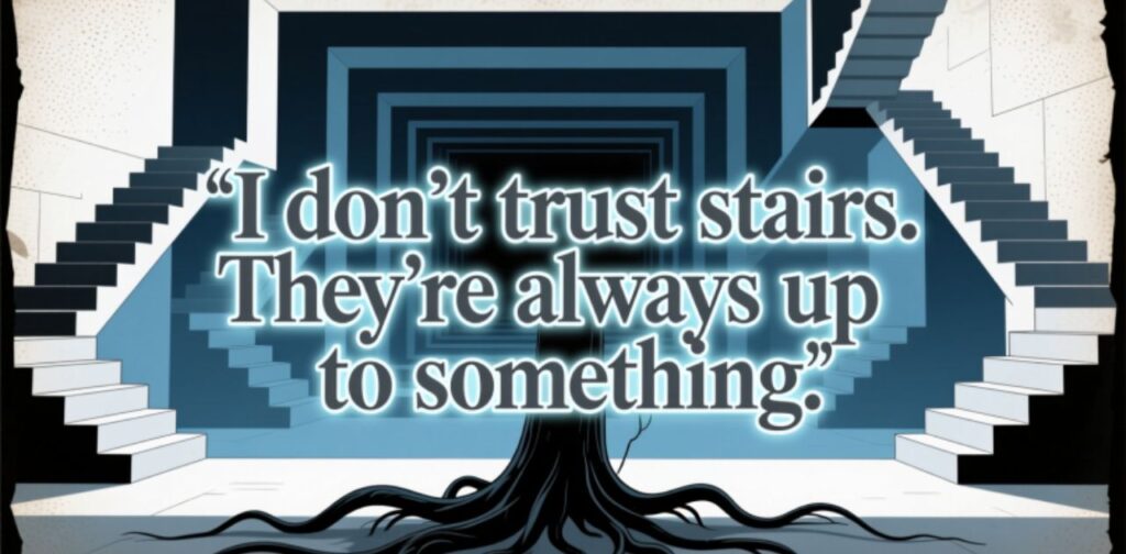 Groan-worthy dad joke about suspicious stairs.