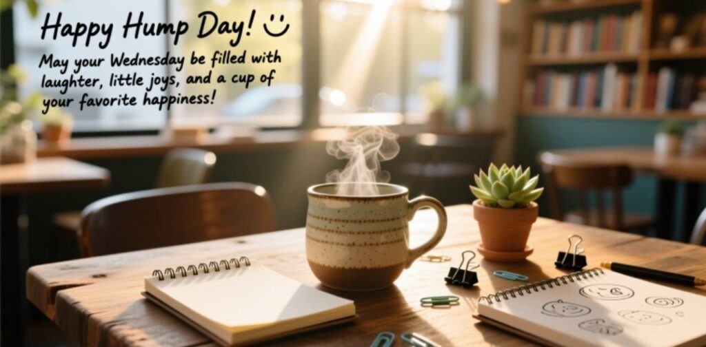 A cheerful and heartwarming Hump Day wish designed to make someone smile and brighten their Wednesday.