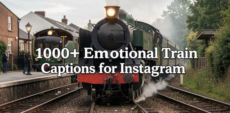A colorful, eye-catching text image with the words '1000+ Emotional Train Captions for Instagram', suggesting a collection of heartfelt captions for Instagram posts.