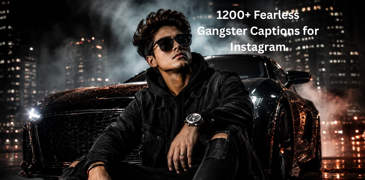 1200+ fearless gangster captions for Instagram featuring bold stylish typography with a gritty urban aesthetic and powerful attitude vibe.