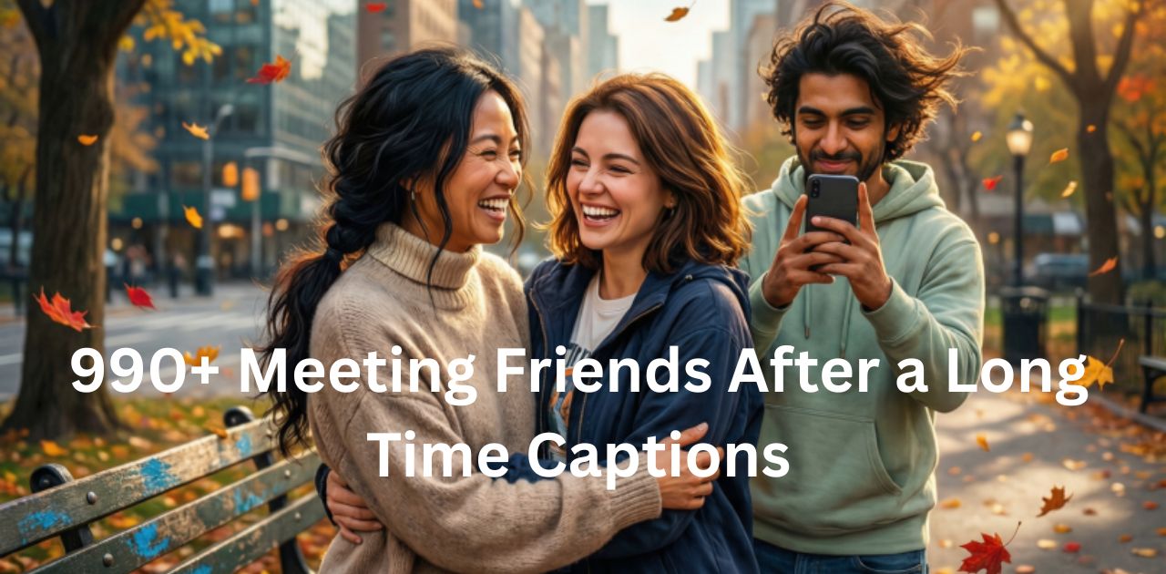 People happily meeting friends after a long time, sharing hugs, laughter, and joyful moments — Meeting Friends After a Long Time Captions.