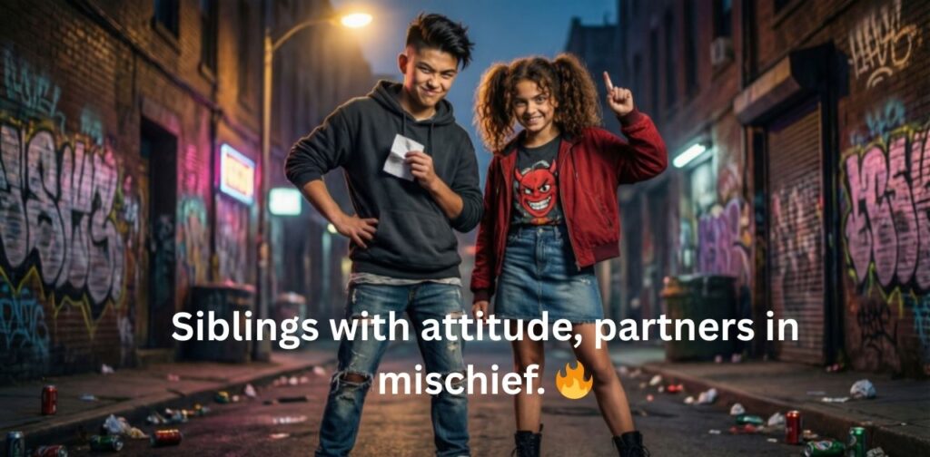 Attitude-filled captions for brothers and sisters on Instagram, showcasing sibling swag, fun, and strong bond.