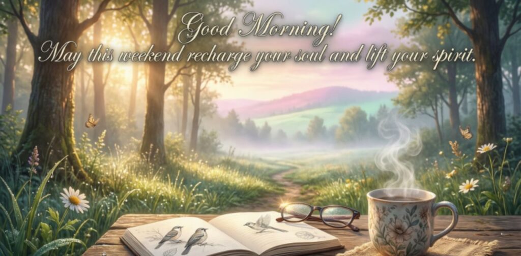 Best weekend good morning wishes filled with positivity, smiles, energy, and joyful weekend vibes.