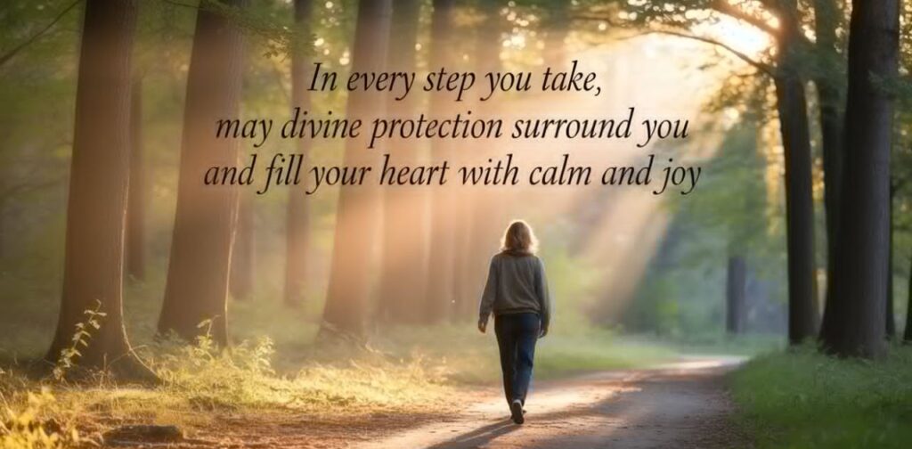 Blessings and safety to you always card with God Bless You message, featuring warmth, care, and protection