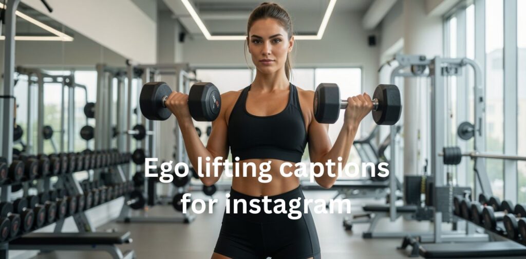 Ego Lifting Captions for Instagram showcasing strength, confidence, weightlifting, fitness motivation, gym dedication, and powerful mindset