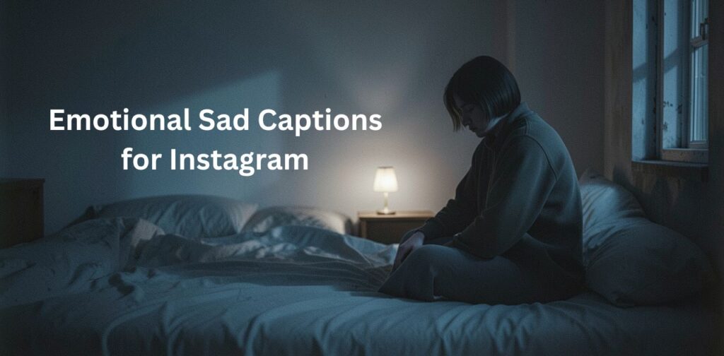 Emotional sad captions for Instagram featuring deeply heartfelt, expressive, and aesthetic quotes that reflect sadness, heartbreak, loneliness, and intense personal feelings for social media posts.