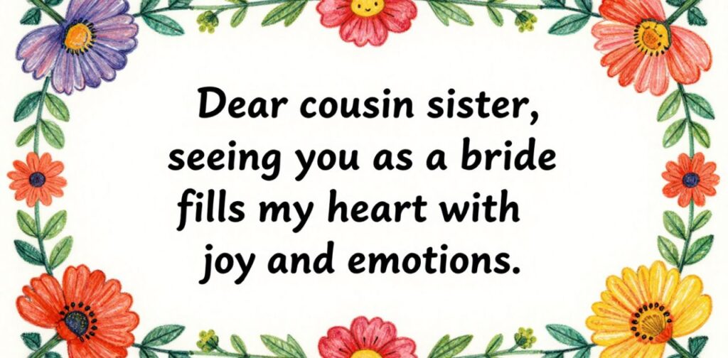 Emotional wedding wishes for cousin sister with heartfelt messages, love, tears, and blessings for her special day