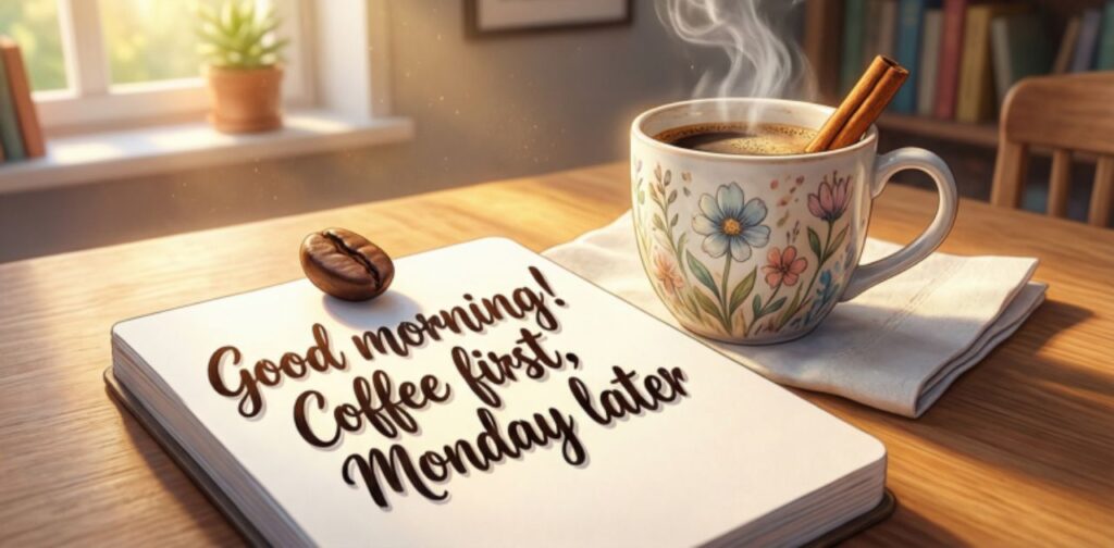 Funny good morning Monday quotes with humorous messages, light-hearted jokes, and positive vibes to start the week with laughter.