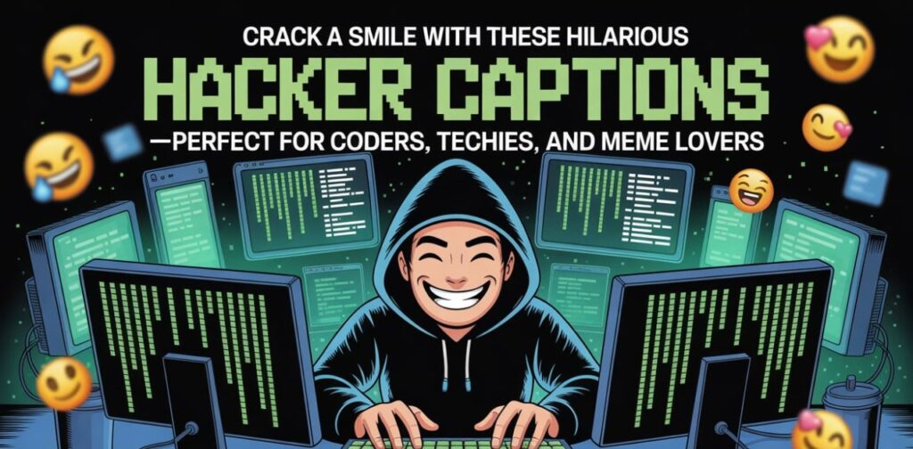 "Funny Hacker Instagram Captions for tech lovers, coders, and digital enthusiasts, featuring humor and hacker vibes."