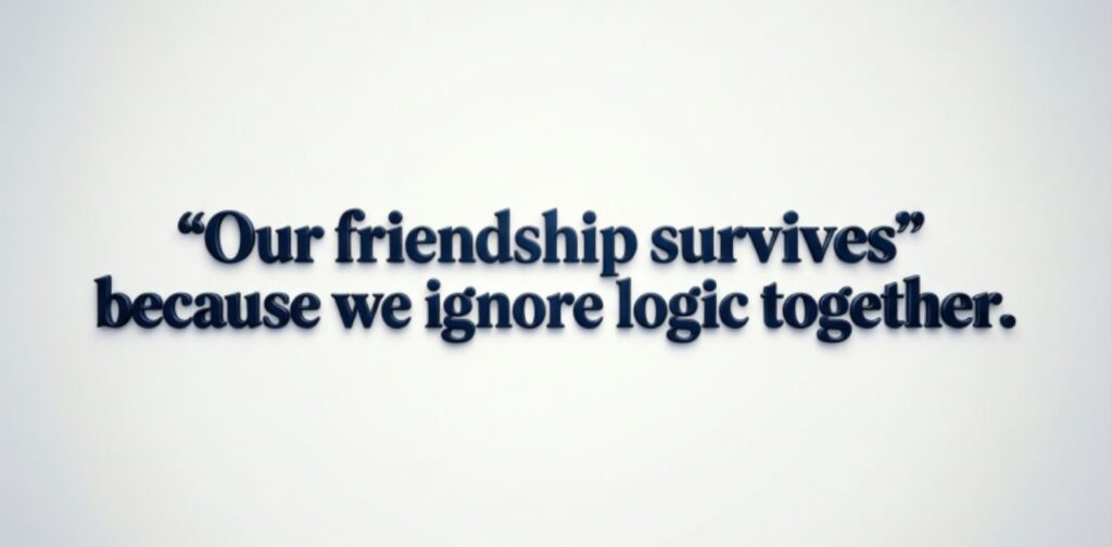 Playful text-based graphic featuring funny and random things to tell your friends for laughter and fun.