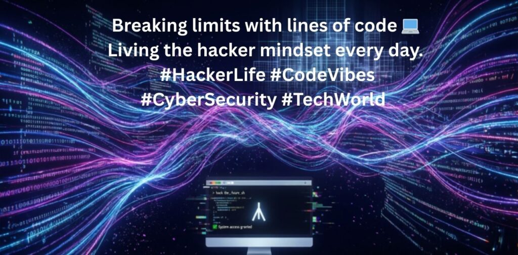 Hacker Instagram captions with hashtags for coders, cyber security lovers, and tech enthusiasts.