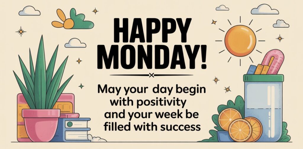 Happy Monday messages and wishes with positive good morning quotes, motivational thoughts, and uplifting blessings to start the week with happiness and success.