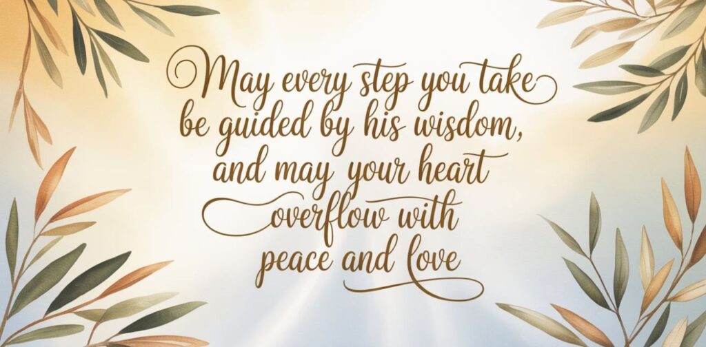 Inspirational May God Bless You Messages card with warm colors and elegant design, symbolizing hope, blessings, and positivity.