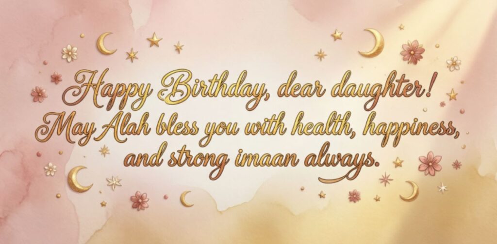 Islamic birthday wishes for daughter with duas and blessings