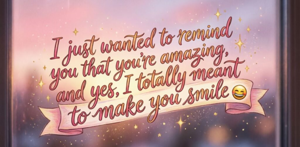 Cute text-based graphic featuring flirty and funny messages designed to make your crush smile.
